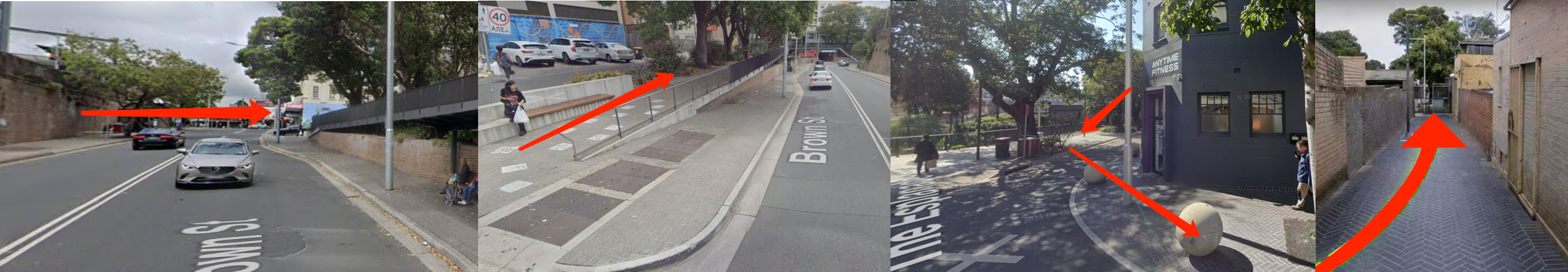 Route guide to the rear entrance of 295 Ashfield