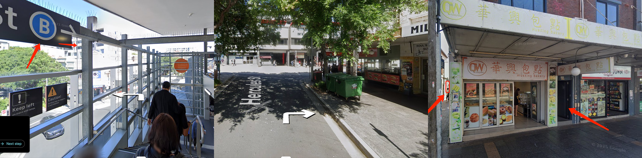 Route guide to the front entrance of 295 Ashfield